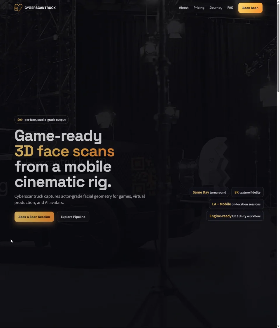 CyberScanTruck facial scanning website preview